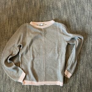 Zara Soft Gray and Pink Knit Top